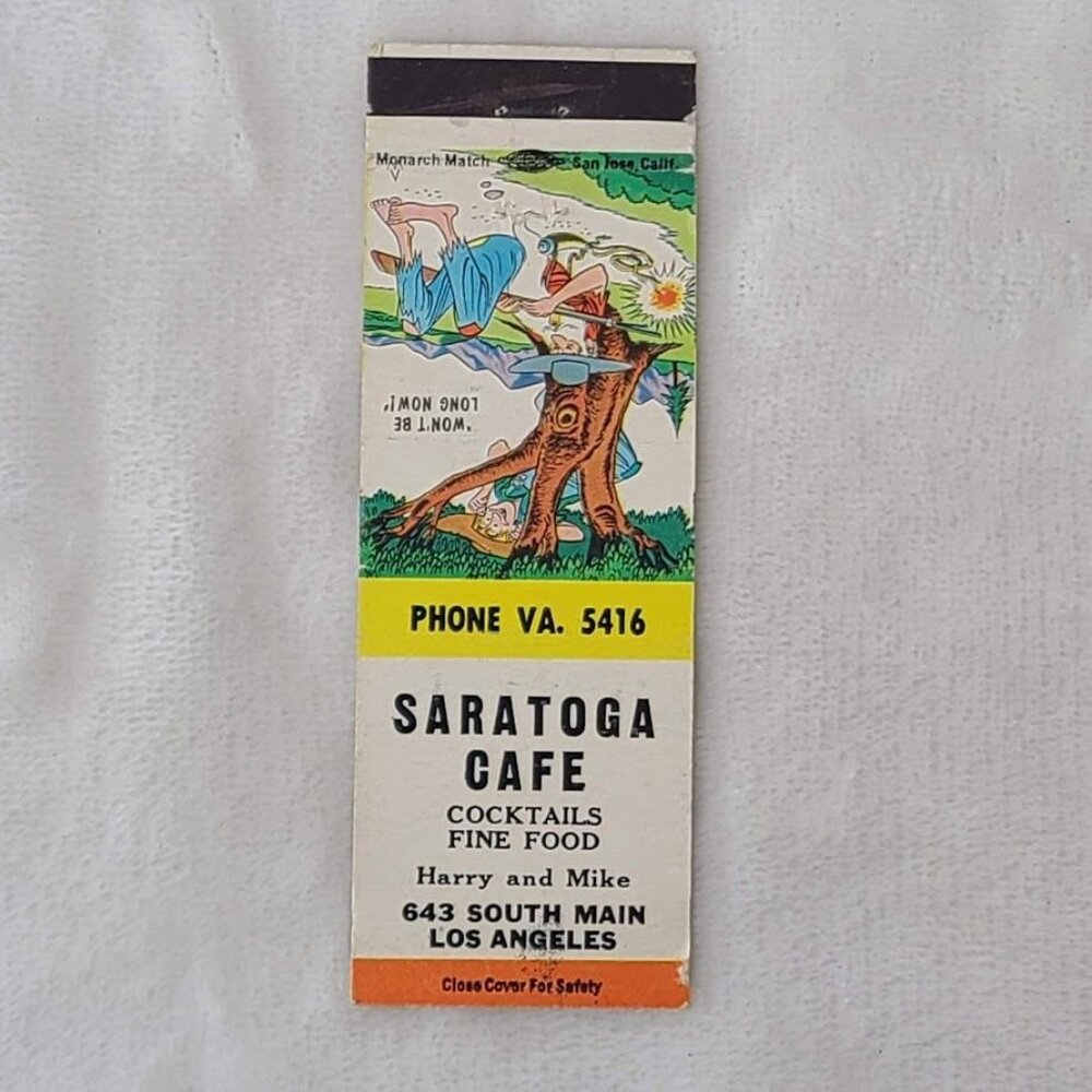 FS Matchbook Cover Saratoga Cafe Los Angeles CA California Hillbilly Cartoon - Picture 3 of 4